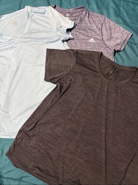 XL - Adidas - Purple Heather & Fit Collective - Light Blue, & L - Legend -black